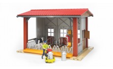 Bruder bworld 62621 - Kuhstall mit Melkmaschine, Kuh und Figur