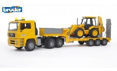 Bruder 02776 - MAN TGA Tieflader mit JCB 4CX Baggerlader
