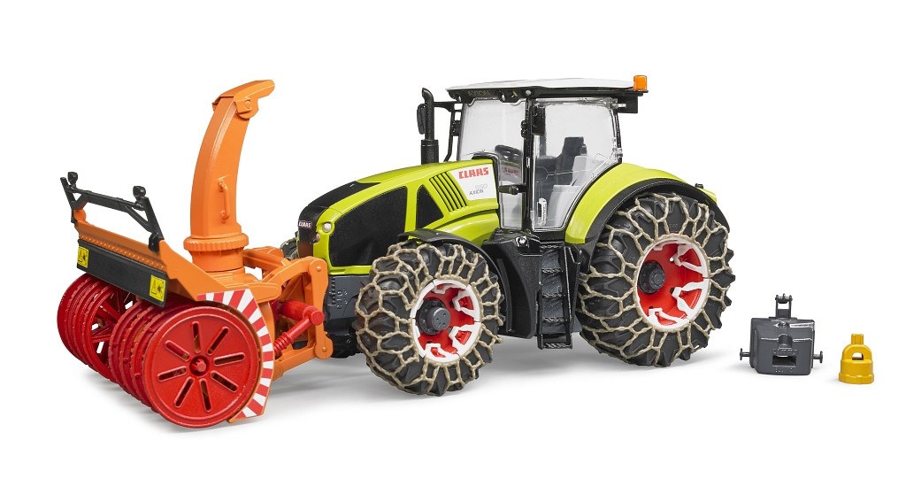 Bruder 03017 - Traktor Claas Axion 950 mit Schneeketten und Schneefräse