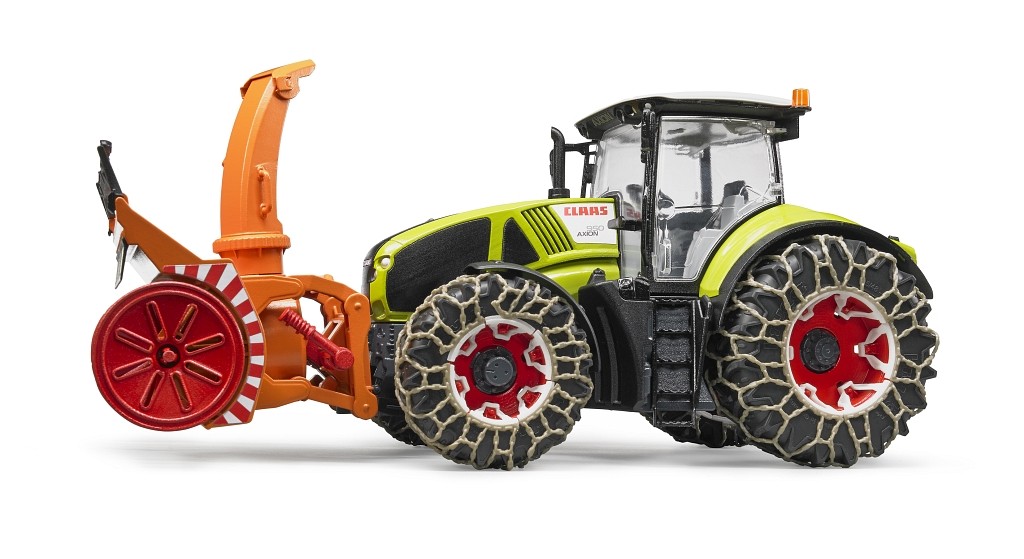Bruder 03017 - Traktor Claas Axion 950 mit Schneeketten und Schneefräse